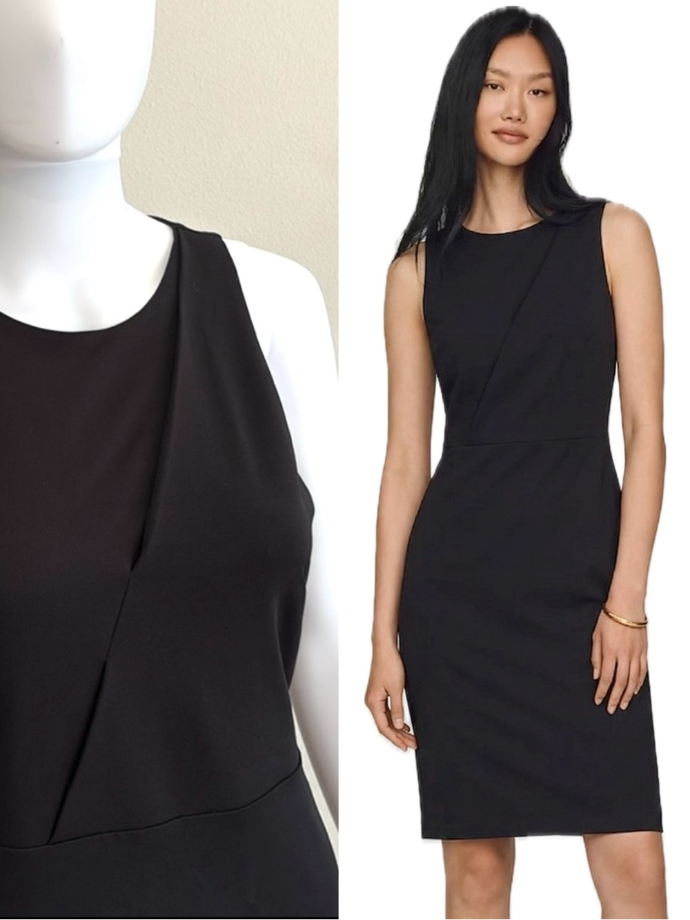 Ann Taylor Black Sleeveless Sheath Dress Petite Size 2 Basic Classic Tank Dress